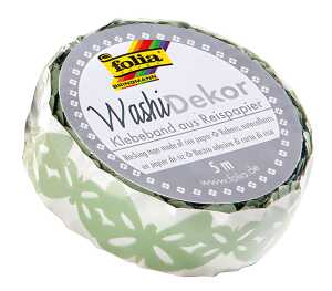 Washi Dekor 15mm x 5m Schmetterlinge grün vorgestanzte Spitzenbordüren