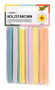 Holzstäbchen 114x10x2mm 50er pastell, abgerundete in 6 Farben,