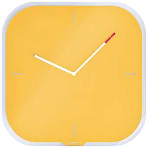 LEITZ Cosy Wanduhr aus Glas gelb Quartzlaufwerk 4 mm Sicherheitsglas