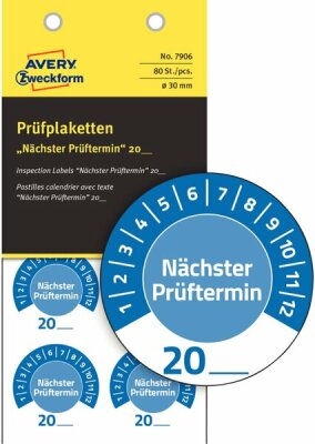 Zweckform Prüfplaketten 20XX 80er