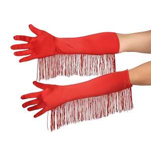 Andrea Moden Handschuhe mit Fransen satin, ca. 45 cm, rot