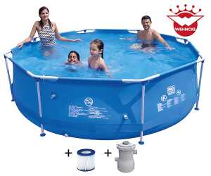 Wehncke Stahlrahmenpool Set 300x76cm, mit Filterpumpe, ab 3 Jahren