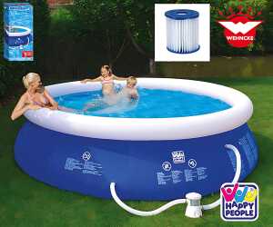 Wehncke Quick Up Pool 360x76cm, stellt sich auto auf, mit Filterpumpe