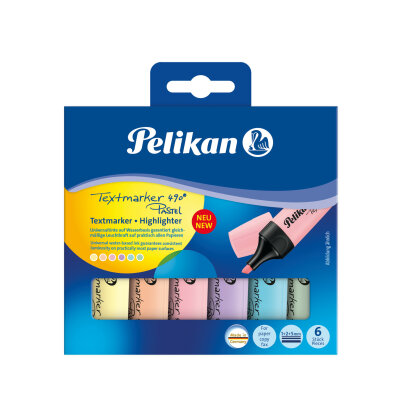 Pelikan Textmarker 490 Pastell farbig sorti 6 Stück im Etui