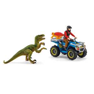 Schleich Dinosaurs Flucht auf Quad, vor Velociraptor