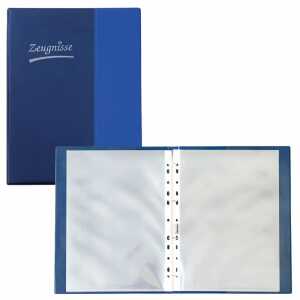 Idena Zeugnisringbuch A4 10 Hüllen blau, Ringbuch 10 Klarsichthüllen