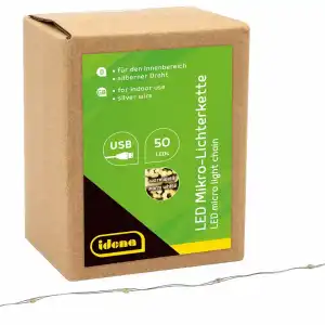 Lichterkette 50er warmweiß, Silberdraht, für Innen, Gesamtlänge 2,75m