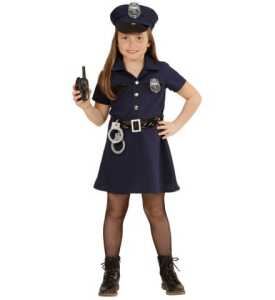 Kinderkostüm Polizistin Kleid Hut Gr. 158, mit Funkgerät Handschellen