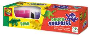 Knete mit Überraschung Dino 1x rot, 1x grün wiederverschließbarer Dose