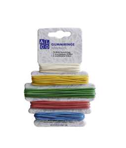 75 Stück Gummiringe auf Karte 5 Größen und 5 Farben (45 mm/Weiß, 60/Blau, 70/Gelb, 75/Rot, 90/Grün)