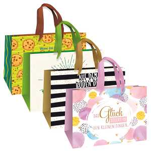 Trötsch Tasche Sprüche medium 18 x 23 cm, 4 Motive m Folie, ohne PAZ