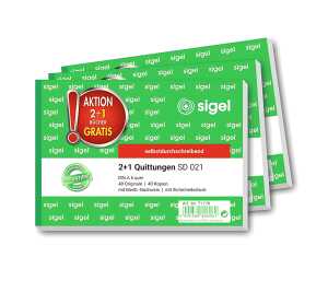 SIGEL Quittung - A6 quer - 2x 40 Blatt - selbstdurchschreibend - 3 St