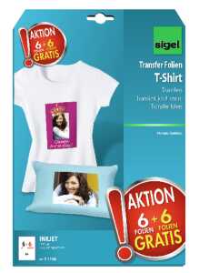 SIGEL T-Shirt Transfer Folien für helle Textilien A4 - weiß 12 Stück