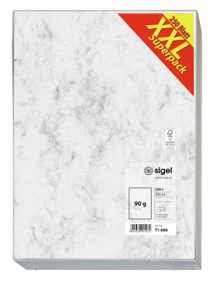 SIGEL T1080 Marmor-Papier - Marmor - grau - 90 g/m² - A4 - 250 Blatt