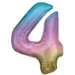 Folienballon Zahl 4 Regenbogen pastell 86cm, Amscan