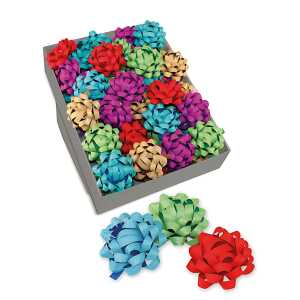 Fertigschleife sortiert 80mm Poly Glitter, 5 farbig sortiert,