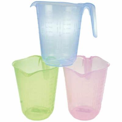 Messbecher 1l  farbig transparent, sortiert, blau, grün, pink