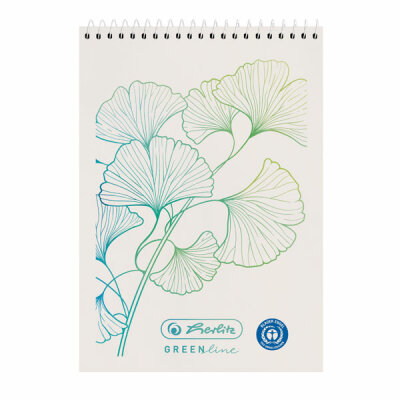 Herlitz Siralnotizblock A7 GREENline Ginkgo 50 Blatt kariert