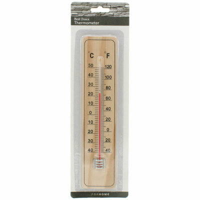 Außenthermometer 20cm  Holz, mit Angabe von °C (-40 bis +50) und °F (-40 bis +120), Best Choice