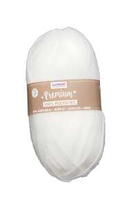 Premium Strickgarn 50g weiss, Wolle aus 100% Acryl, ca. 140m,