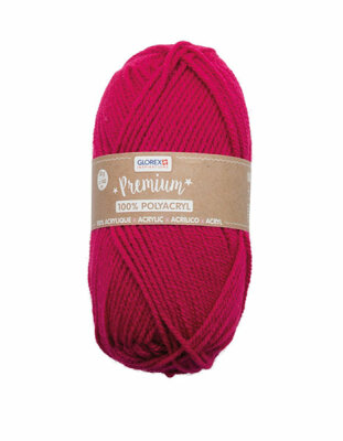 Premium Strickgarn  50g fuchsia, Wolle aus 100% Acryl, ca. 140m, waschbar bis 30°C, Glorex