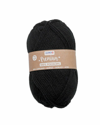 Premium Strickgarn  50g schwarz, Wolle aus 100% Acryl, ca. 140m, waschbar bis 30°C, Glorex