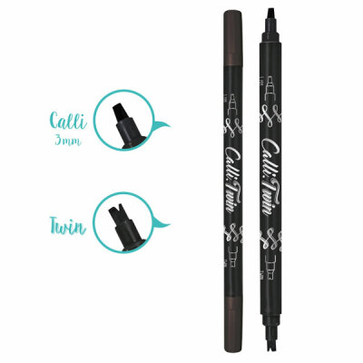 Calli.Brush Pinselstift  TWIN black, zwei Kalligrafiespitzen: Die eine 3 mm breite Striche,, die andere schreibt mit einer Doppel-Kontur-Spitze,, Online