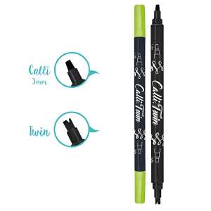 Calli.Brush Pinselstift TWIN Lime, zwei Kalligrafiespitzen