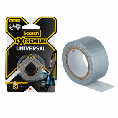 Universal Klebeband  19mmx3m Extremium silber, beschriftbares Gewebeband, für präzise Reparaturen,, zur Verstärkung von Bucheinbänden und zum Befestigen,, Ordnen oder Beschriften von Werkzeug, Scotch