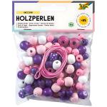 Holzperlen 85er Unicorn lila pink, mit 2 Schnüren je...