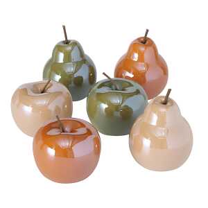 Dekoaufsteller Perly 15cm Apfel und Birne 6fach, sortiert,