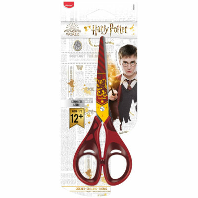 Schere 16cm  Harry Potter, spitz, Klingen aus rostfreiem Stahl,, weiches Material an den Griffinnenseiten,, 2D geformte Griffringe für sicheren Halt,, Harry Potter Lizenzaufdruck auf den Klingen, Maped