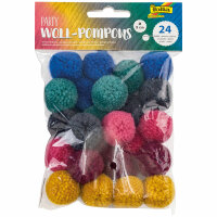 Woll Pompons 3cm 24er  Party, 6 Farben, Folia