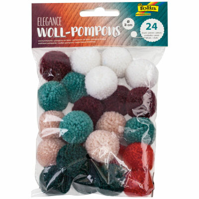 Woll Pompons 3cm 24er  Elegance, 6 Farben, Folia