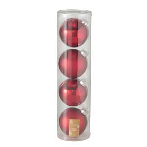 Weihnachtskugel 10cm 4er rot aus Glas, Boltze