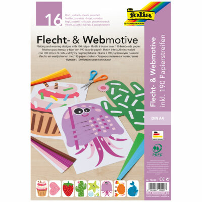 Flecht und Webmotive Set  A4 16 Blatt bunt, inkl. 190 Papierstreifen, Folia