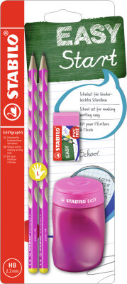 STABILO EASYgraph S Schul-Set pink L mit Spitzer und Radierer