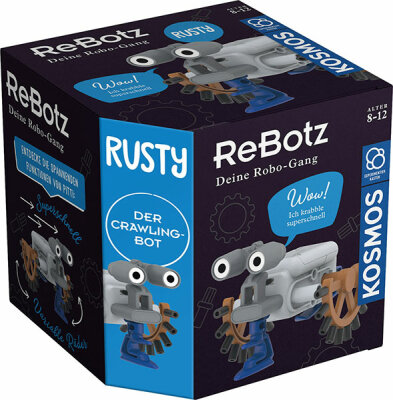 Kosmos ReBotz  Rusty der Crawling Bot, Bewegungsfunktion (krabbeln), variable Räder, mit Stickern,, schnell zusammensetzbar dank übersichtlicher Anleitung,, 4 ReBotz (Teile untereinander tausch,-kombinierbar),, 3 Batterien AAA benötigt, Batterien nicht en