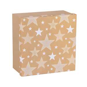 Geschenkbox Stern 27x27x15cm, aus Kraftpapier, Maße: 27x27x15,5cm