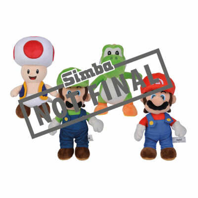 Super Mario Plüsch 20cm  4fach sortiert, Mario, Luigi, Yoshi, Toad, Simba