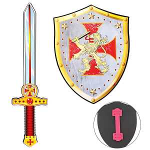 Kreuzritterschwert mit Schild, aus Schaumstoff, für Kinder geeignet,