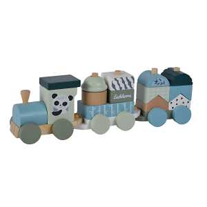 Eichhorn Holzzug 29cm 16 Teile, Holzzug mit 2 Waggons u 13 Bausteinen