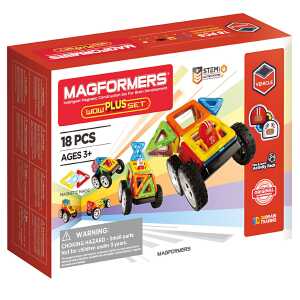 Magnetbausatz WOW PLUS SET, VEHICLE, 18 bunte magnetische Teile