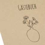 Goldbuch Gästebuch Blumen für Dich braun