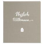 Goldbuch Gästebuch Herzlich Willkommen taupe