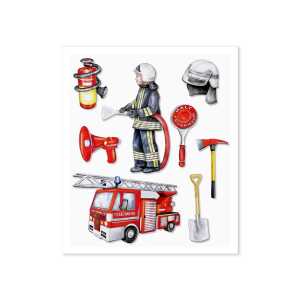 HobbyFun XXL 3D-Sticker Feuerwehr 8 Teile 30 x 30cm