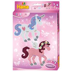 Perlen midi 2000er Geschenkpackung Pferde, Inhalt: Stiftplatte