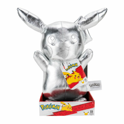 BOTI EUROPE  Pokemon Plüsch 30cm  25 Jahre Pikachu silber, Pokemon Select, limitierte Auflage, ab 2 Jahren, Boti