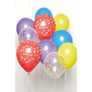 AMSCAN EUROPE Ballonbouquet 10 Ballons Happy Birthday Regenbogen,