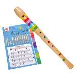 Holzflöte 32cm mit Liedheft, 7 farbig...